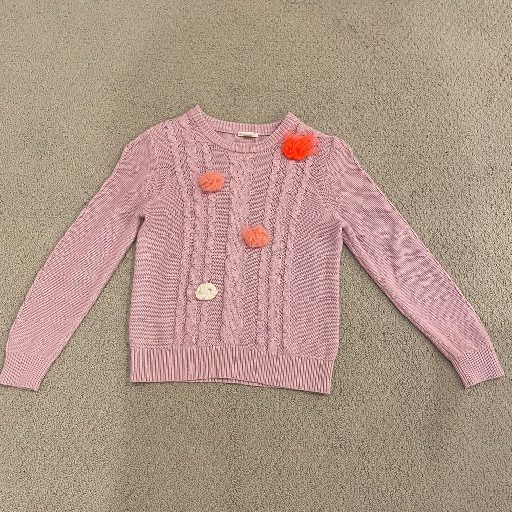 Crewcuts pink sweater with Pom poms